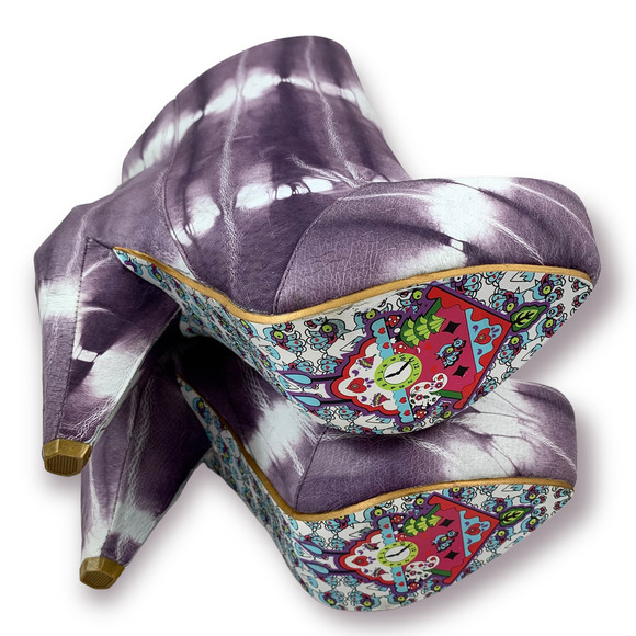 BRAND NEW 2011 Couture IRREGULAR CHOICE tie dye suede platform hexagonal boots - Picture 8 of 12